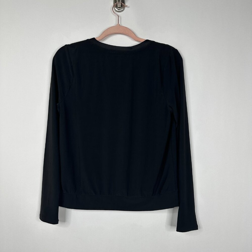 NWT White House Black Market Long Sleeve Lace Up Top Black Small - Picture 3 of 7